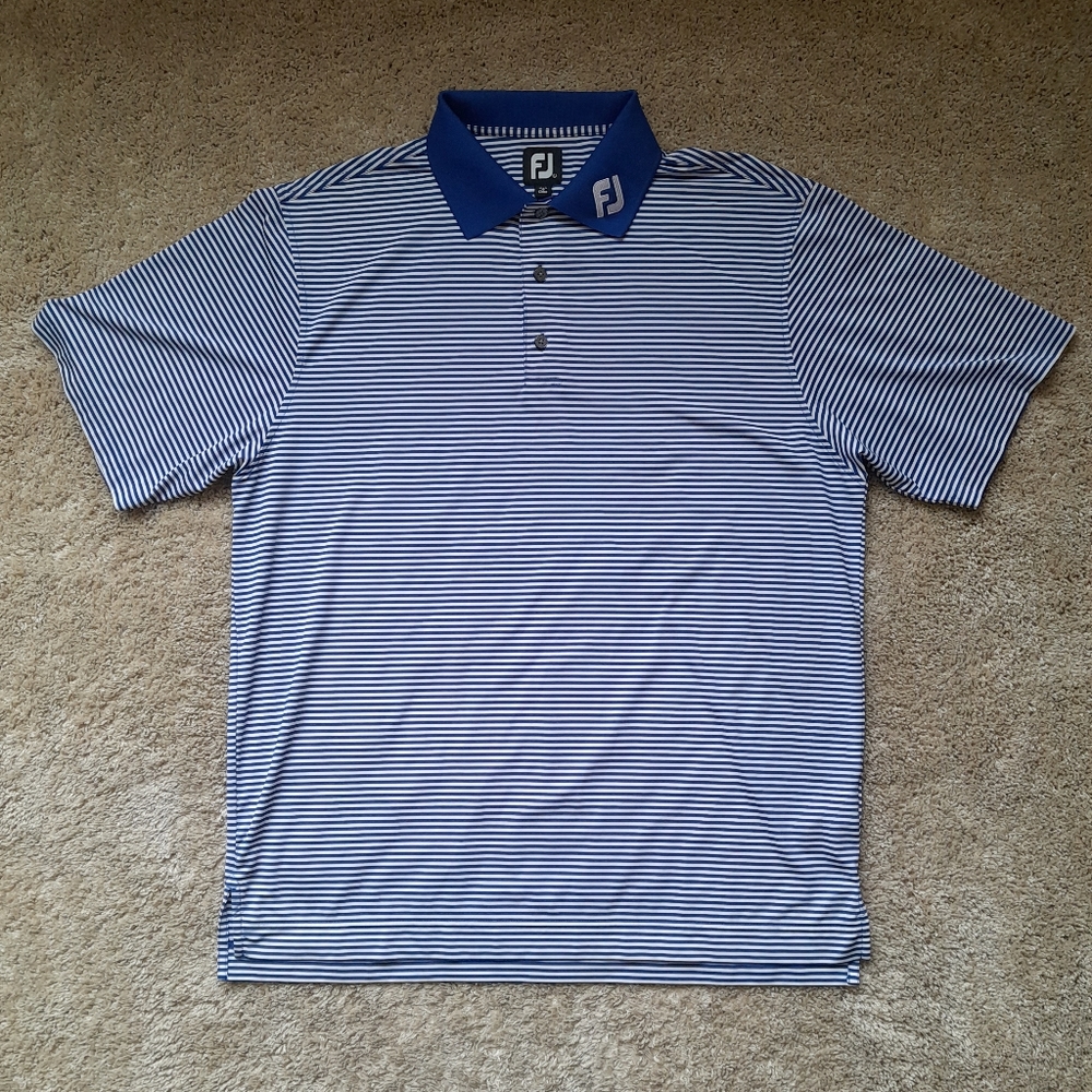 FootJoy polo shirt blue striped mens size L